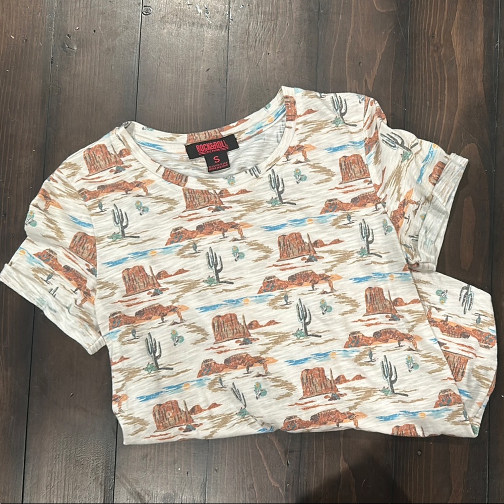 Rock&roll denim western desert cowboy tee